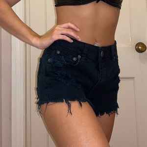 American Eagle Black Stretch Jean Shorts